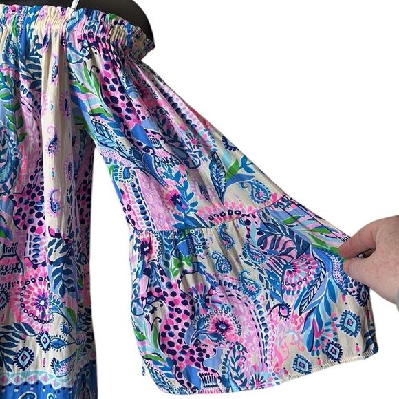 Lilly Pulitzer nevie off shoulder macadamia haute colorful vibrant summer - Picture 2 of 5